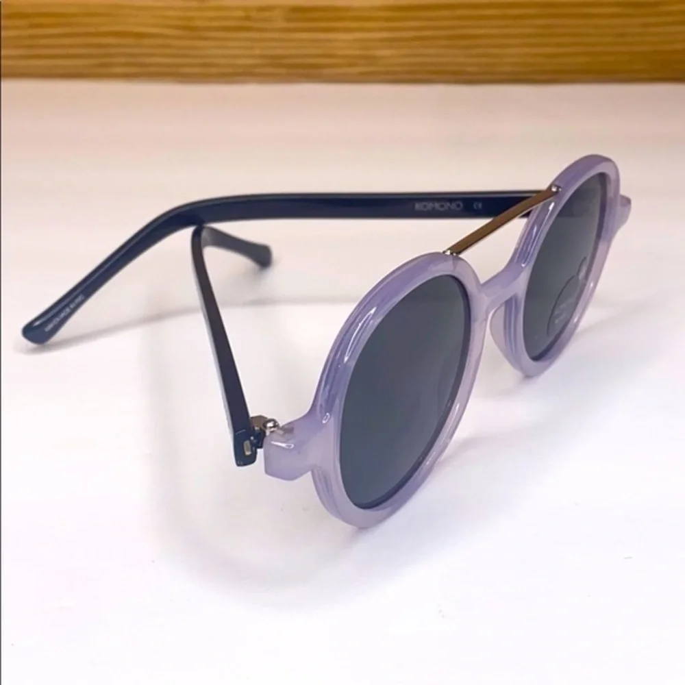 New KOMONO Vivien Violet / Black Sunglasses purple round